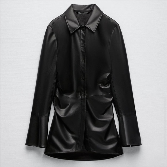 ZARA Fitted Faux Leather Overshirt - Picture 8 of 8